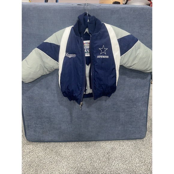 Vintage NFL Touchdown Club Dallas Cowboys Double Zip Fleece Lined Puff Jacket - Picture 1 of 16